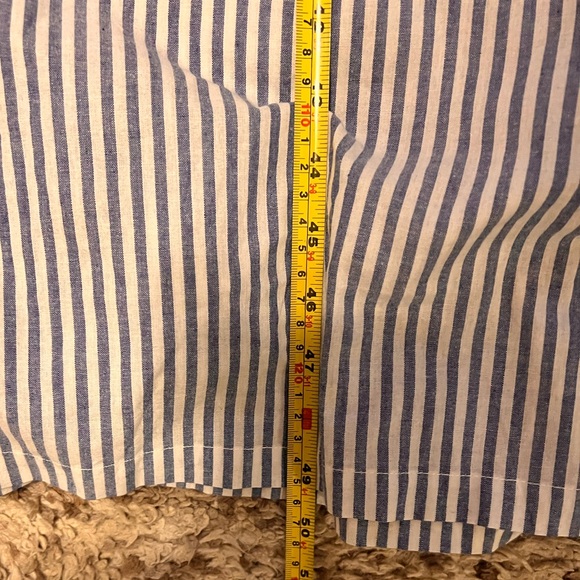 Chouytou button down shirt dress blue & white stripes, side pockets, split hem - Picture 8 of 16